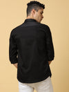 Premium Black Shirt with White Zig Zag Print | Slim Fit Casual