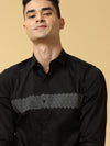 Premium Black Shirt with White Zig Zag Print | Slim Fit Casual