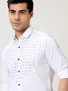 Lavish Fancy Print Shirt - Striped Elegance with Handstitch Buttons