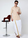 Traditional Plain Beige Solid Kurta