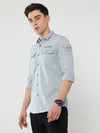 Premium 30's Laffer Twill Grey - Slim Fit Printed Shirt for Men