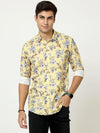 Premium Pale Yellow foral Digital Print Shirt