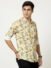 Premium Pale Yellow foral Digital Print Shirt