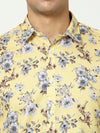 Premium Pale Yellow foral Digital Print Shirt