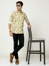 Premium Pale Yellow foral Digital Print Shirt