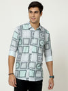 Premium Light Blue Floral Checked Digital Print Shirt: A Fusion of Style and Sophistication