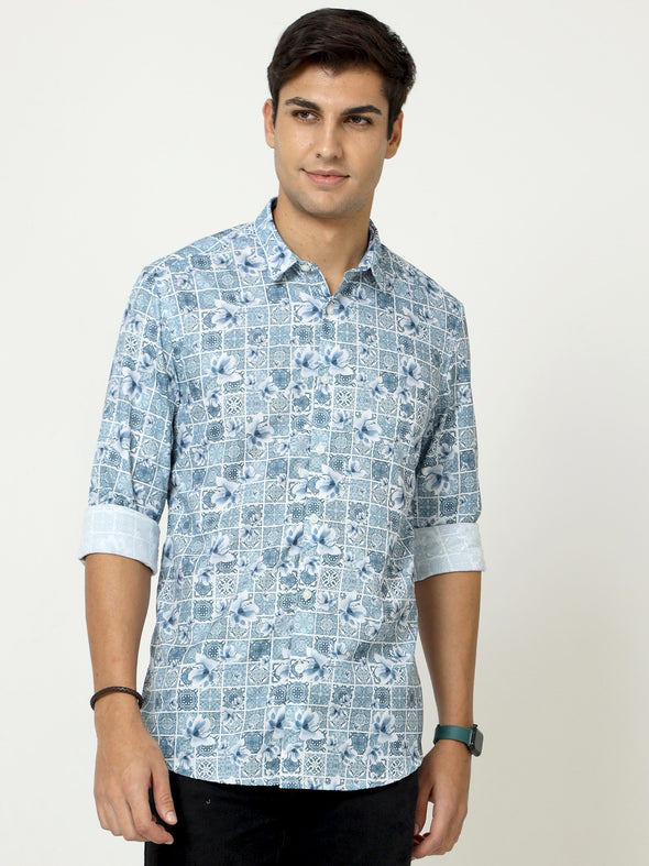 Premium Fancy Light Blue Digital Print Shirt