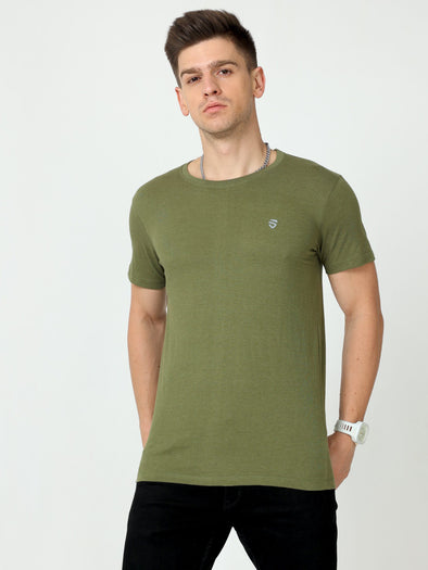 Basic Green Plain T-Shirt | Slim Fit, Casual Style