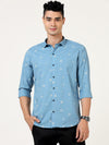 Elevate Your Casual Style with Our Fancy Print Casual Blue Shirt