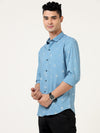 Elevate Your Casual Style with Our Fancy Print Casual Blue Shirt