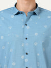 Elevate Your Casual Style with Our Fancy Print Casual Blue Shirt