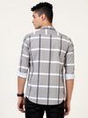 Premium Grey Checked Shirt - Blended Cotton Fabric for a Stylish Semi-Casual Look