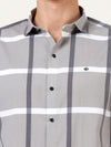 Premium Grey Checked Shirt - Blended Cotton Fabric for a Stylish Semi-Casual Look