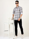 Premium Grey Checked Shirt - Blended Cotton Fabric for a Stylish Semi-Casual Look