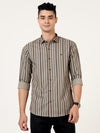 Elevate Your Style with our Superior Milange Brown Stripes Shirt