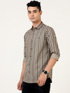 Elevate Your Style with our Superior Milange Brown Stripes Shirt