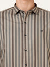 Elevate Your Style with our Superior Milange Brown Stripes Shirt