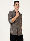 Blended Cotton Lycra Digital Print Brown Shirt - Trendy and Comfortable