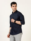 Lavish Fancy Blue Print Shirt - Sophisticated Stripes with Handstitch Buttons
