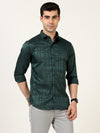 Premium Green Self Satin Checks Shirt - Elegant Partywear