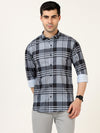 Stylish Blue Lycra Fancy Printed Checks Shirt - Perfect for Party Wear