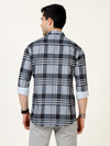 Stylish Blue Lycra Fancy Printed Checks Shirt - Perfect for Party Wear