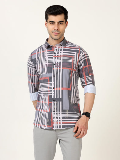 Imported Giza Digital Grey Print Shirt - Contemporary Elegance