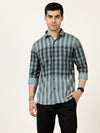 Premium Cotton Green Striped Panel Shirt - Stylish Partywear with Handstitch Buttons