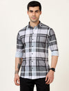 Stylish Grey Fancy Checked Shirt - Casual Comfort in Blended Cotton