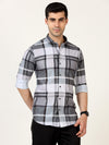 Stylish Grey Fancy Checked Shirt - Casual Comfort in Blended Cotton