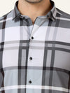 Stylish Grey Fancy Checked Shirt - Casual Comfort in Blended Cotton