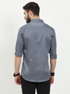 Premium Party Wear Solid Dark Grey Shirt - Slim Fit, Spread Collar, Printed Pattern