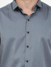 Premium Party Wear Solid Dark Grey Shirt - Slim Fit, Spread Collar, Printed Pattern