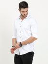 Premium Party Wear Solid White Shirt - Slim Fit, Spread Collar, Printed Pattern