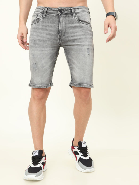 Prance Faded Grey Denim Shorts - Stylish and Comfortable Men's Shorts