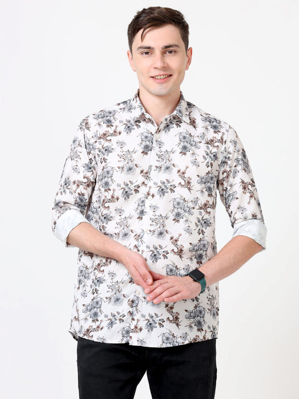 Premium Whitish Foral Digital Print Shirt