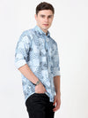 Premium Stylish Checked Blue Digital Print Shirt