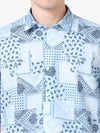 Premium Stylish Checked Blue Digital Print Shirt