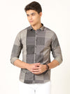 Digital Print Grey Shirt - Blended Cotton Lycra, Full Sleeve, Slim Fit