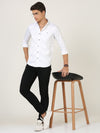 Premium White Satin Checks Shirt - Blended Cotton, Full Sleeve, Slim Fit