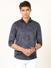 Exceptional Satin Digital Print Blue Shirt: Unleash Your Style with Artistic Flair