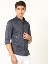 Exceptional Satin Digital Print Blue Shirt: Unleash Your Style with Artistic Flair