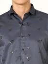 Exceptional Satin Digital Print Blue Shirt: Unleash Your Style with Artistic Flair