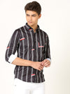 Fancy Stripes Partywear Black Shirt