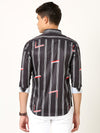 Fancy Stripes Partywear Black Shirt