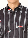 Fancy Stripes Partywear Black Shirt