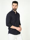 All Black Twin Pocket Shirt - Slim Fit Printed Men's Casual Shirt