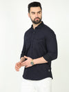 All Black Twin Pocket Shirt - Slim Fit Printed Men's Casual Shirt