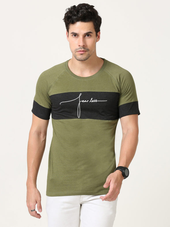 Classy Green Fearless T-Shirt | Slim Fit, Printed Design