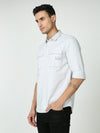 Droid Grey Fancy Pocket Shirt | Slim Fit Casual Printed Shirt